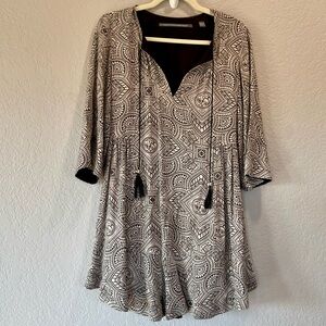 Twelfth Street by Cynthia Vincent Black & White Patterned Shift Dress Tunic S